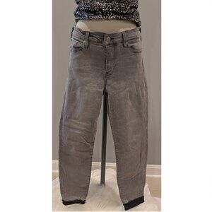 LIVERPOOL ankle skinny charcoal gray jeans with black distressed cuffed hem